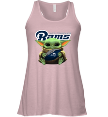 Baby Yoda Loves The Los Angeles Rams Star Wars Baby Yoda Hugs Rams NFL Womens Racerback Tank Top Womens Racerback Tank Top - VeigarTee