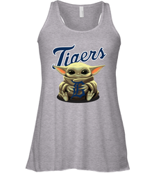 Baby Yoda Hugs Loves The Detroit Tigers Baseball Womens Racerback Tank Top