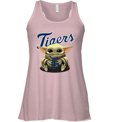 Baby Yoda Hugs Loves The Detroit Tigers Baseball Womens Racerback Tank Top Womens Racerback Tank Top - VeigarTee