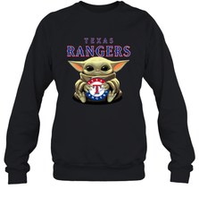 Baby Yoda Hugs Loves The Texas Rangers Baseball Adult Sweatshirt Adult Sweatshirt - VeigarTee