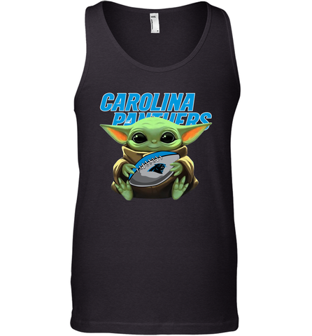 Baby Yoda Loves The Carolina Panthers Star Wars Baby Yoda Hugs Panthers NFL Mens Tank Top Mens Tank Top / Black / XS Mens Tank Top - VeigarTee