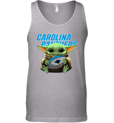Baby Yoda Loves The Carolina Panthers Star Wars Baby Yoda Hugs Panthers NFL Mens Tank Top Mens Tank Top - VeigarTee