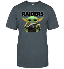 Baby Yoda Loves The Oakland Raiders Star Wars Baby Yoda Hugs Raiders NFL Mens T-Shirt Mens T-Shirt - VeigarTee