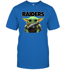 Baby Yoda Loves The Oakland Raiders Star Wars Baby Yoda Hugs Raiders NFL Mens T-Shirt Mens T-Shirt - VeigarTee
