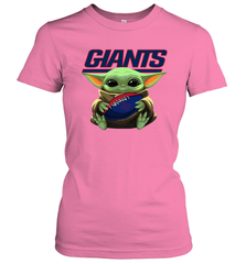 Baby Yoda Loves The New York Giants Star Wars Baby Yoda Hugs Giants NFL Womens T-Shirt Womens T-Shirt - VeigarTee