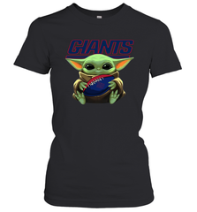 Baby Yoda Loves The New York Giants Star Wars Baby Yoda Hugs Giants NFL Womens T-Shirt Womens T-Shirt - VeigarTee