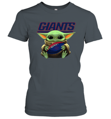 Baby Yoda Loves The New York Giants Star Wars Baby Yoda Hugs Giants NFL Womens T-Shirt Womens T-Shirt - VeigarTee