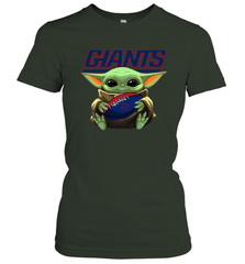 Baby Yoda Loves The New York Giants Star Wars Baby Yoda Hugs Giants NFL Womens T-Shirt Womens T-Shirt - VeigarTee