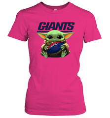 Baby Yoda Loves The New York Giants Star Wars Baby Yoda Hugs Giants NFL Womens T-Shirt Womens T-Shirt - VeigarTee