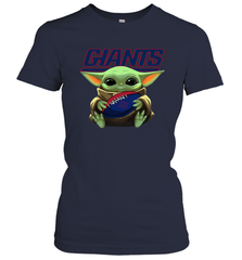 Baby Yoda Loves The New York Giants Star Wars Baby Yoda Hugs Giants NFL Womens T-Shirt Womens T-Shirt - VeigarTee