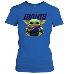 Baby Yoda Loves The New York Giants Star Wars Baby Yoda Hugs Giants NFL Womens T-Shirt Womens T-Shirt - VeigarTee