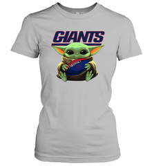 Baby Yoda Loves The New York Giants Star Wars Baby Yoda Hugs Giants NFL Womens T-Shirt Womens T-Shirt - VeigarTee