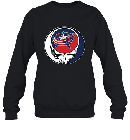 Columbus Blue Grateful Dead Steal Your Face Hockey NHL Adult Sweatshirt Adult Sweatshirt / Black / S Adult Sweatshirt - VeigarTee