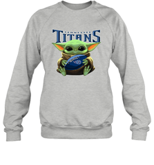 Baby Yoda Loves The Tennessee Titans Star Wars Baby Yoda Hugs Titans NFL Adult Sweatshirt Adult Sweatshirt - VeigarTee