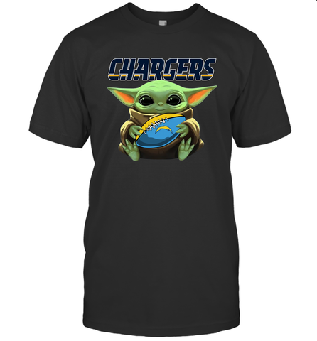 Baby Yoda Loves The Los Angeles Chargers Star Wars Baby Yoda Hugs Chargers NFL Mens T-Shirt Mens T-Shirt / Black / S Mens T-Shirt - VeigarTee