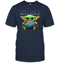Baby Yoda Loves The Los Angeles Chargers Star Wars Baby Yoda Hugs Chargers NFL Mens T-Shirt Mens T-Shirt - VeigarTee