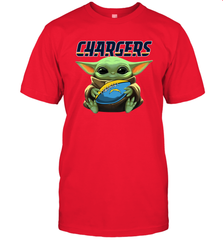 Baby Yoda Loves The Los Angeles Chargers Star Wars Baby Yoda Hugs Chargers NFL Mens T-Shirt Mens T-Shirt - VeigarTee