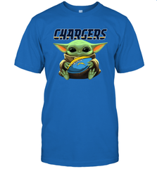 Baby Yoda Loves The Los Angeles Chargers Star Wars Baby Yoda Hugs Chargers NFL Mens T-Shirt Mens T-Shirt - VeigarTee