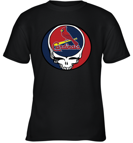 St Louis Cardinals Grateful Dead Steal Your Face Baseball Youth T-Shirt Youth T-Shirt / Black / XS Youth T-Shirt - VeigarTee
