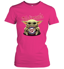 Baby Yoda Hugs Loves The Washington Nationals Baseball Womens T-Shirt Womens T-Shirt - VeigarTee
