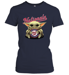 Baby Yoda Hugs Loves The Washington Nationals Baseball Womens T-Shirt Womens T-Shirt - VeigarTee