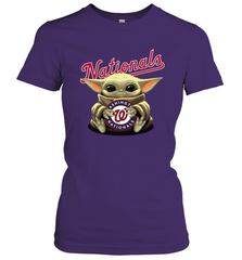 Baby Yoda Hugs Loves The Washington Nationals Baseball Womens T-Shirt Womens T-Shirt - VeigarTee