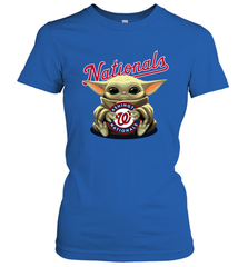 Baby Yoda Hugs Loves The Washington Nationals Baseball Womens T-Shirt Womens T-Shirt - VeigarTee