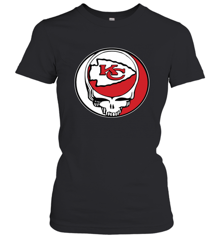 Kansas City Chiefs Grateful Dead Steal Your Face NFL Football Womens T-Shirt Womens T-Shirt / Black / XS Womens T-Shirt - VeigarTee