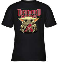 Baby Yoda Hugs Loves The Arizona Diamondbacks Baseball Youth T-Shirt Youth T-Shirt - VeigarTee