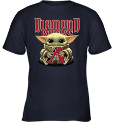 Baby Yoda Hugs Loves The Arizona Diamondbacks Baseball Youth T-Shirt
