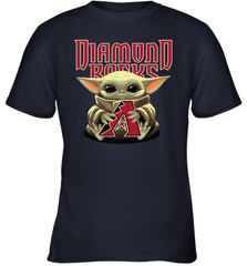 Baby Yoda Hugs Loves The Arizona Diamondbacks Baseball Youth T-Shirt Youth T-Shirt - VeigarTee