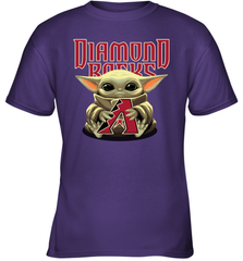 Baby Yoda Hugs Loves The Arizona Diamondbacks Baseball Youth T-Shirt Youth T-Shirt - VeigarTee