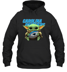 Baby Yoda Loves The Carolina Panthers Star Wars Baby Yoda Hugs Panthers NFL Adult Hoodie Sweatshirt Adult Hoodie Sweatshirt - VeigarTee