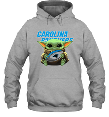 Baby Yoda Loves The Carolina Panthers Star Wars Baby Yoda Hugs Panthers NFL Adult Hoodie Sweatshirt Adult Hoodie Sweatshirt - VeigarTee