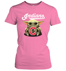 Baby Yoda Hugs Loves The Cleveland Indians Baseball Womens T-Shirt Womens T-Shirt - VeigarTee
