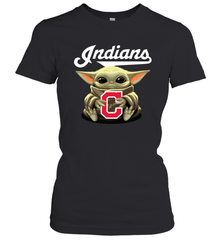 Baby Yoda Hugs Loves The Cleveland Indians Baseball Womens T-Shirt Womens T-Shirt - VeigarTee