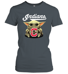 Baby Yoda Hugs Loves The Cleveland Indians Baseball Womens T-Shirt Womens T-Shirt - VeigarTee