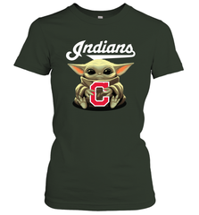 Baby Yoda Hugs Loves The Cleveland Indians Baseball Womens T-Shirt Womens T-Shirt - VeigarTee
