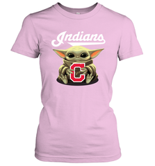 Baby Yoda Hugs Loves The Cleveland Indians Baseball Womens T-Shirt Womens T-Shirt - VeigarTee