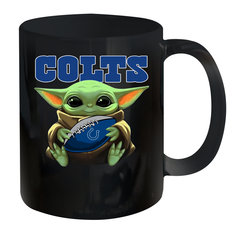 Baby Yoda Loves The Indianapolis Colts Star Wars Baby Yoda Hugs Colts NFL Ceramic Mug 11oz Ceramic Mug 11oz - VeigarTee