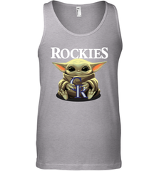 Baby Yoda Hugs Loves The Colorado Rockies Baseball Mens Tank Top Mens Tank Top - VeigarTee