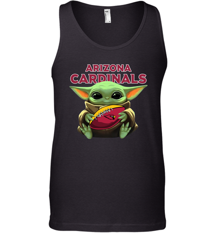 Baby Yoda Loves The Arizona Cardinals Star Wars Baby Yoda Hugs Cardinals NFL Mens Tank Top Mens Tank Top / Black / XS Mens Tank Top - VeigarTee