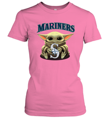 Baby Yoda Hugs Loves The Seattle Mariners Baseball Womens T-Shirt Womens T-Shirt - VeigarTee