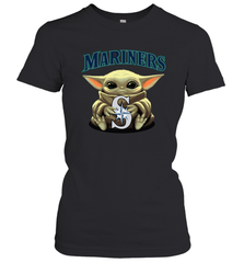 Baby Yoda Hugs Loves The Seattle Mariners Baseball Womens T-Shirt Womens T-Shirt - VeigarTee