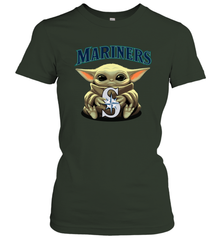 Baby Yoda Hugs Loves The Seattle Mariners Baseball Womens T-Shirt Womens T-Shirt - VeigarTee