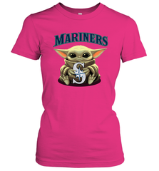 Baby Yoda Hugs Loves The Seattle Mariners Baseball Womens T-Shirt Womens T-Shirt - VeigarTee