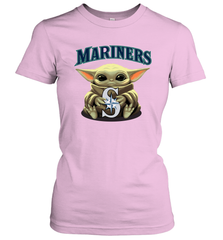 Baby Yoda Hugs Loves The Seattle Mariners Baseball Womens T-Shirt Womens T-Shirt - VeigarTee
