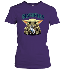 Baby Yoda Hugs Loves The Seattle Mariners Baseball Womens T-Shirt Womens T-Shirt - VeigarTee