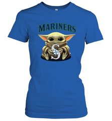 Baby Yoda Hugs Loves The Seattle Mariners Baseball Womens T-Shirt Womens T-Shirt - VeigarTee