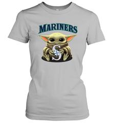 Baby Yoda Hugs Loves The Seattle Mariners Baseball Womens T-Shirt Womens T-Shirt - VeigarTee